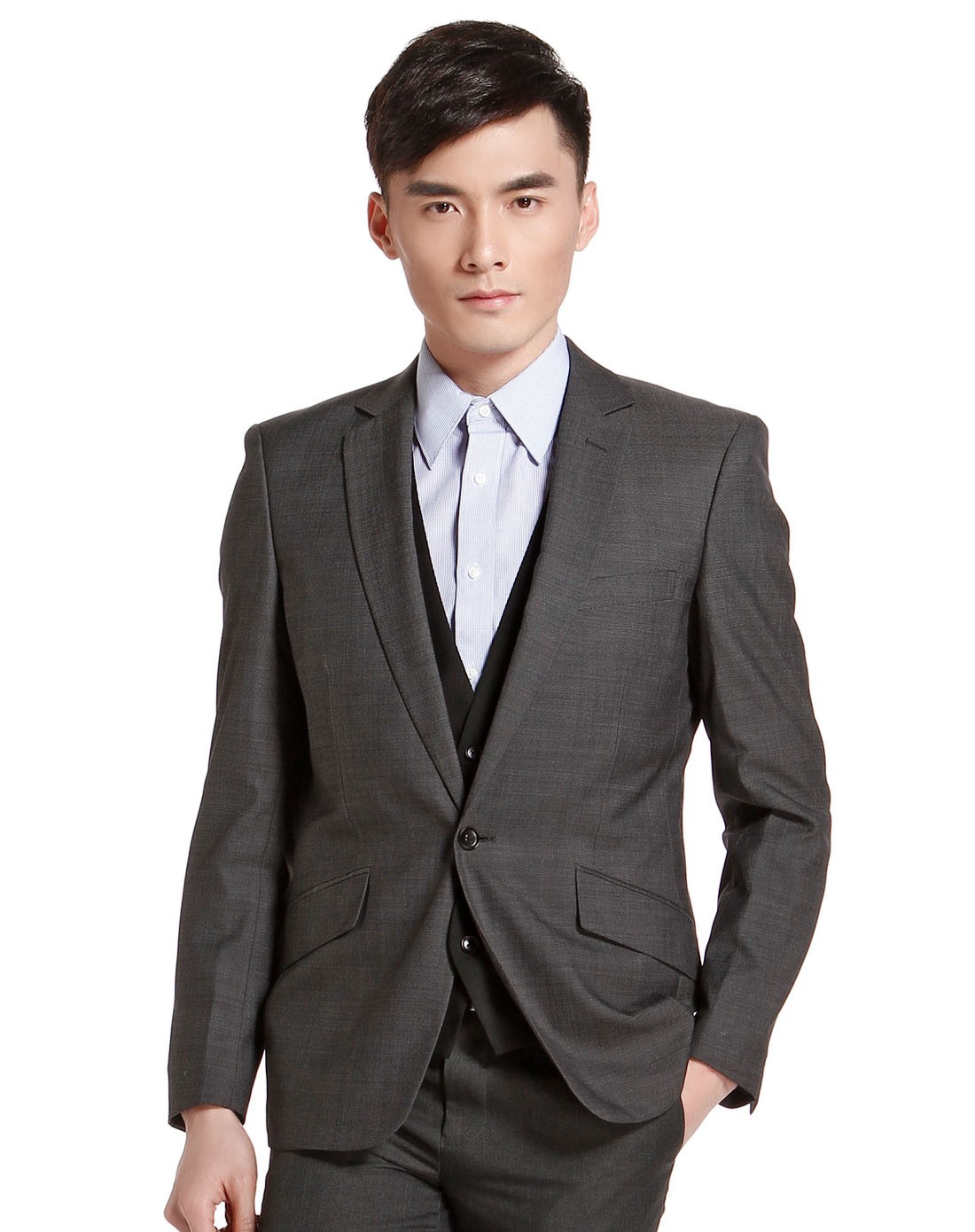 男款深灰色成熟魅力长袖西装