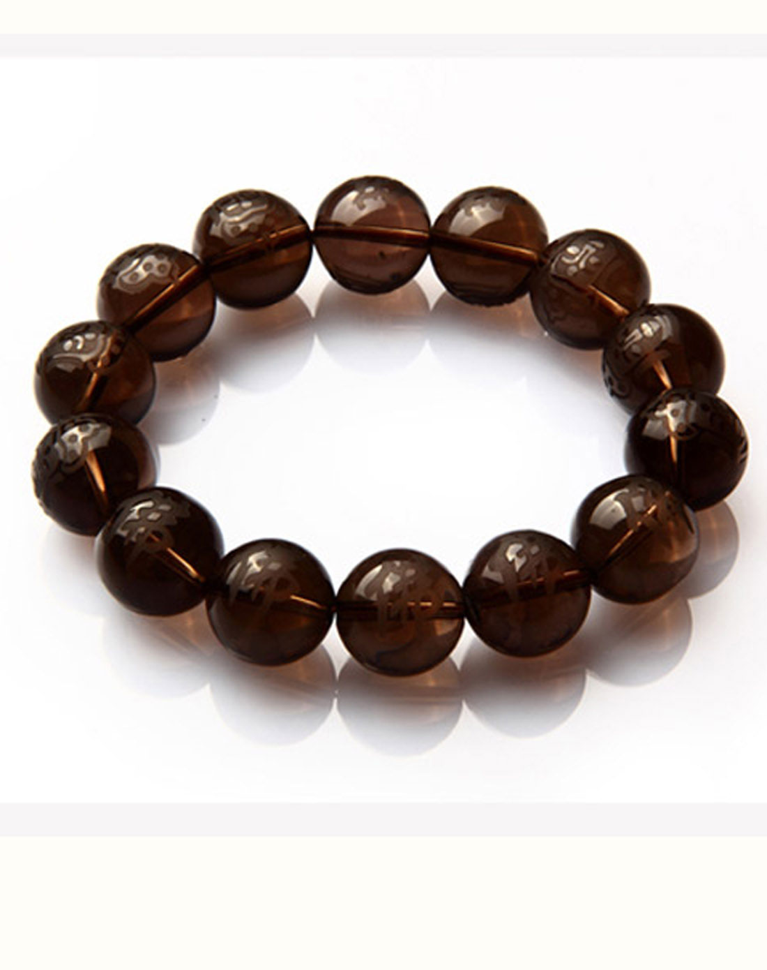 aaa级天然茶晶刻字佛珠男士手链