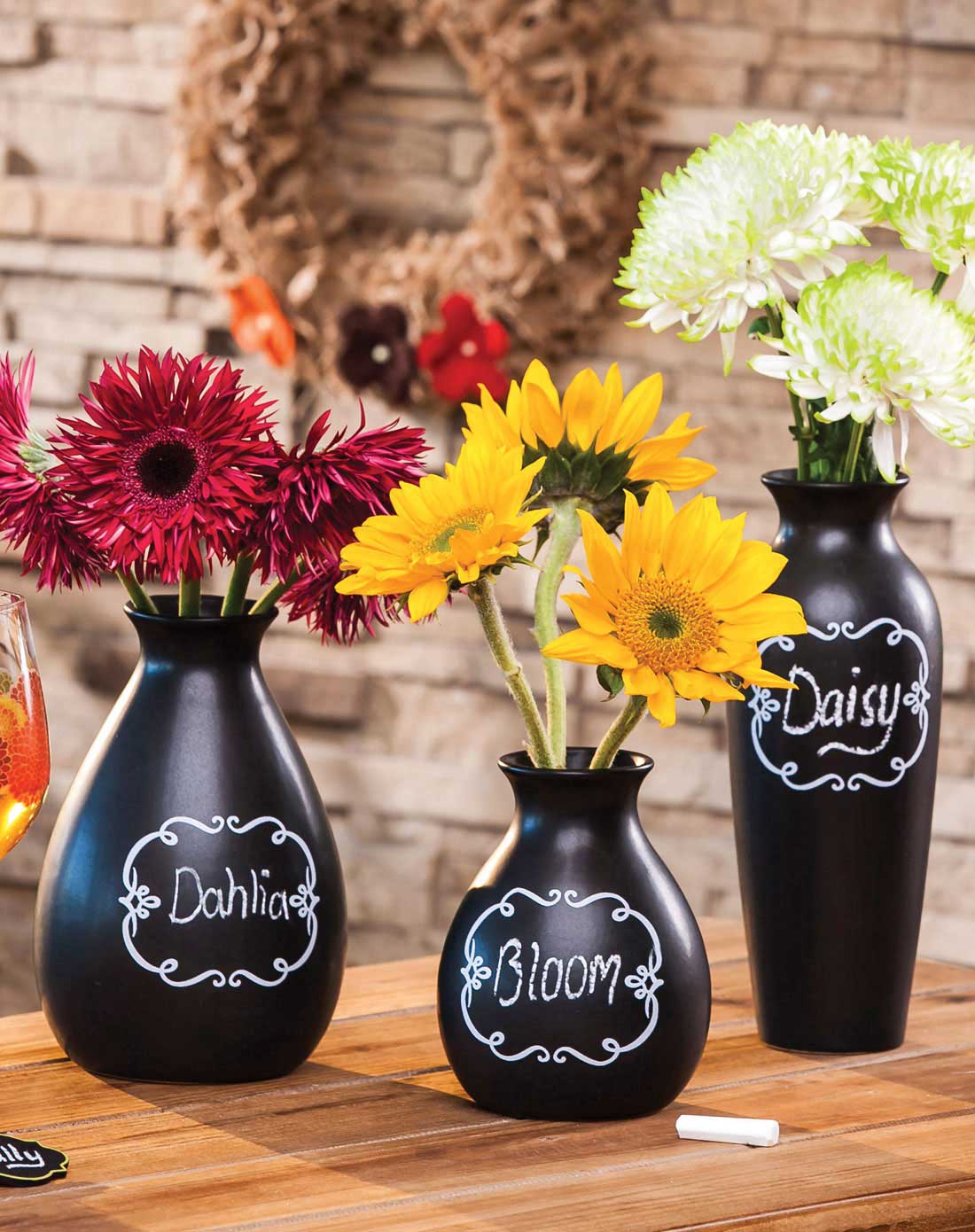 diy个性陶瓷花瓶三件套(送粉笔)