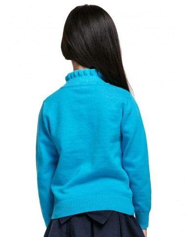 女童翠兰色中领毛衣