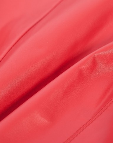 红色大翻领pu外套-唯品会