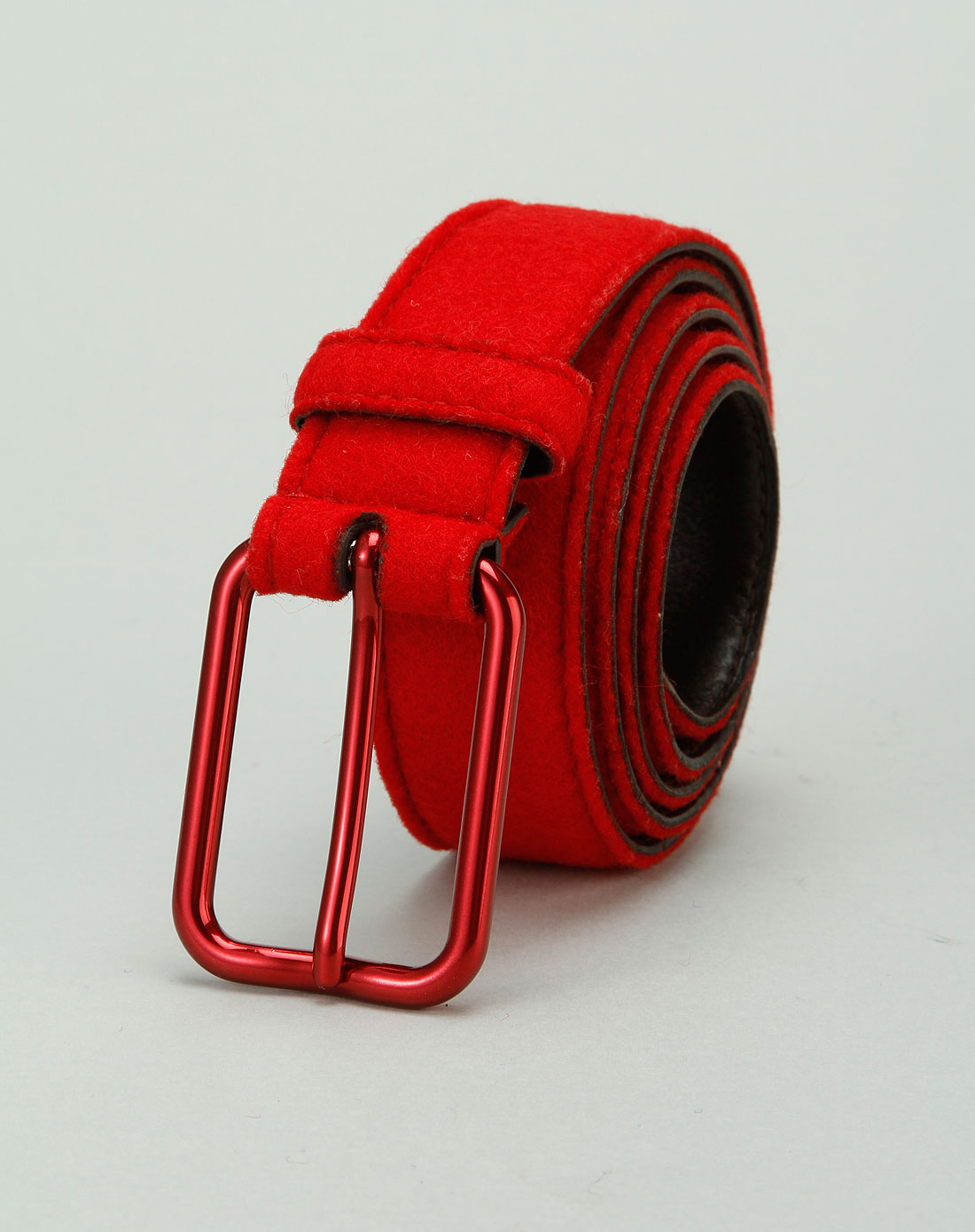 yves saint laurent 女款潮流风尚炫酷反绒面真皮皮带红色