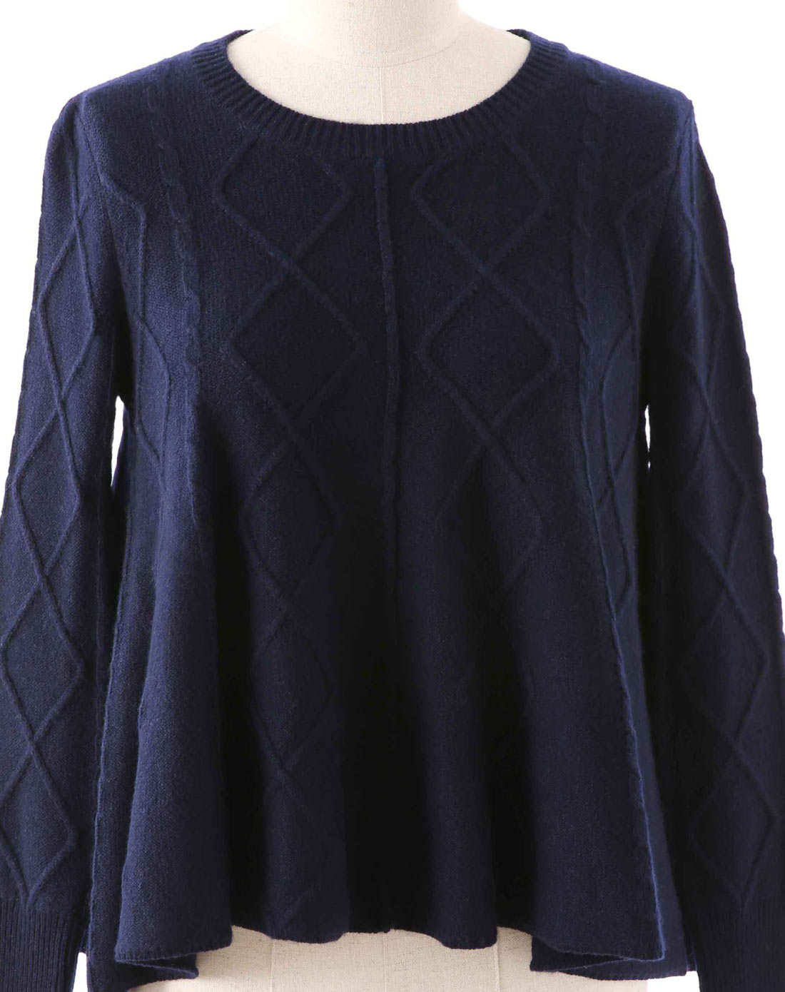 墨兰色扭绳圆领a型套头衫