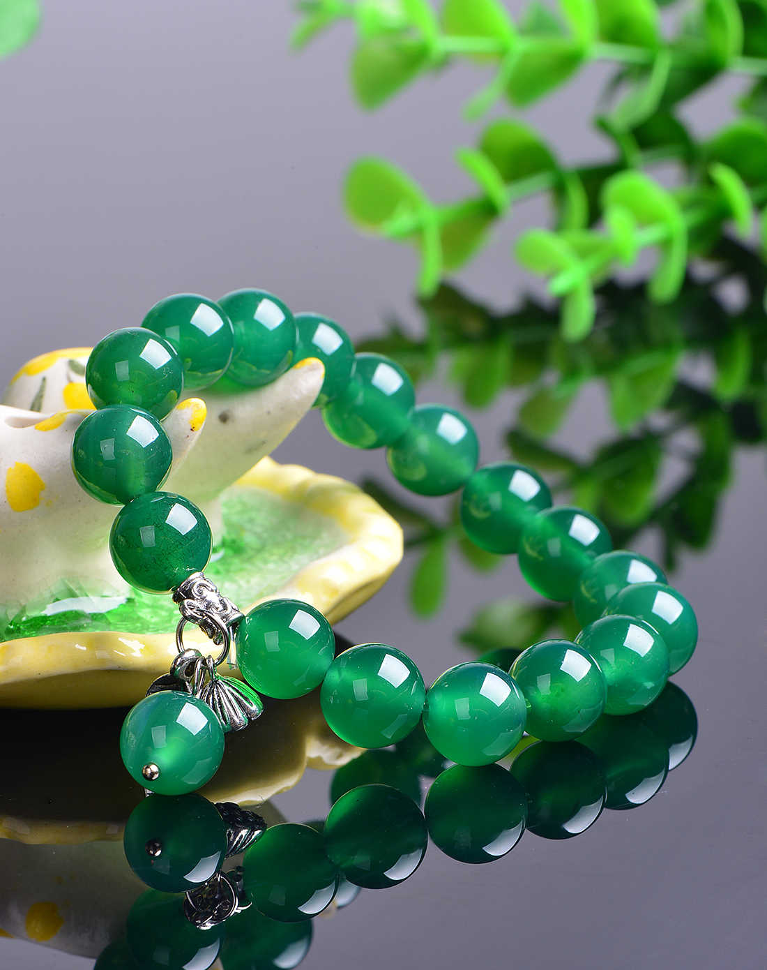 莲蓬赐福绿玛瑙单圈手链附证书