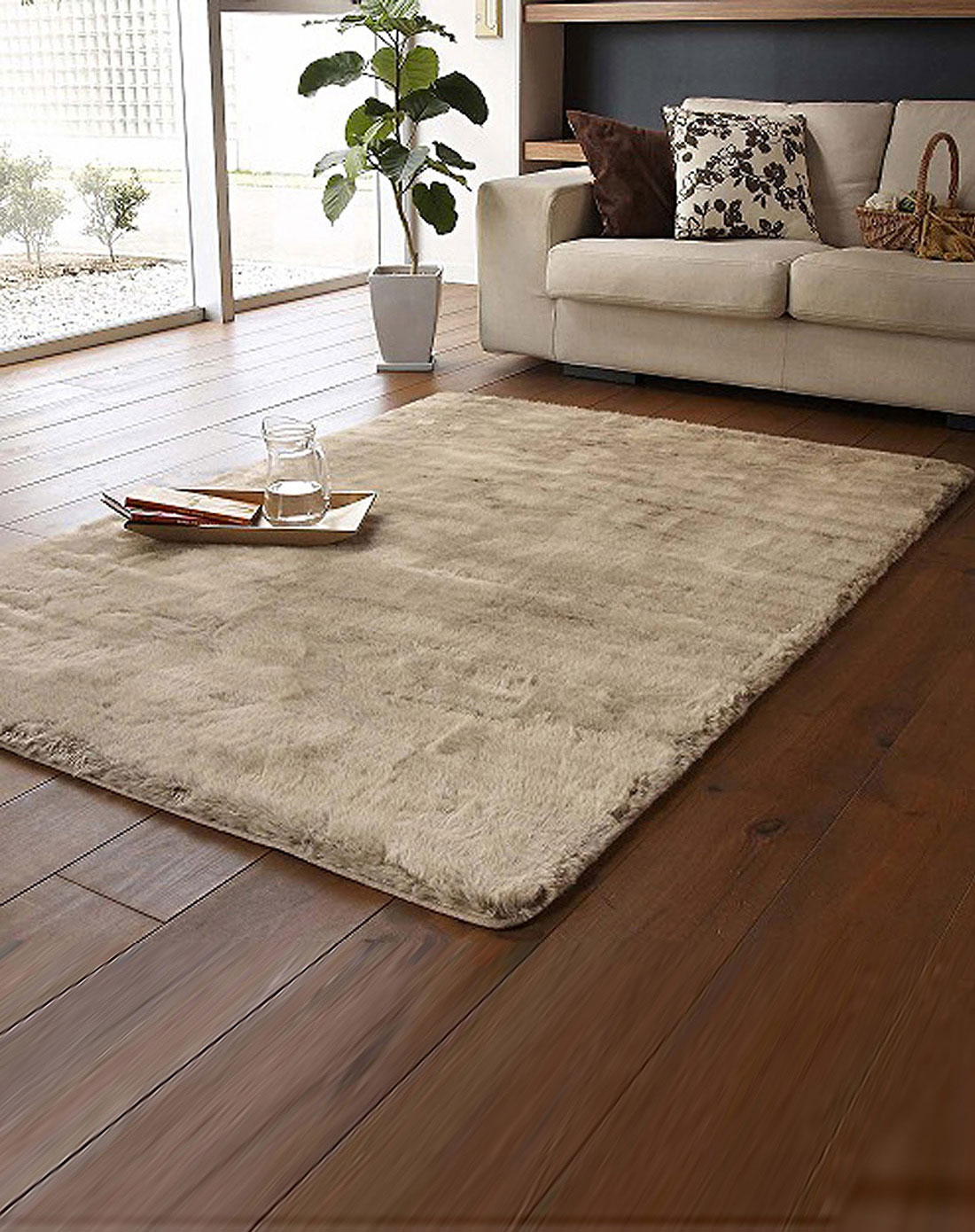 卡其色超柔丝毛防滑地毯140*200cm
