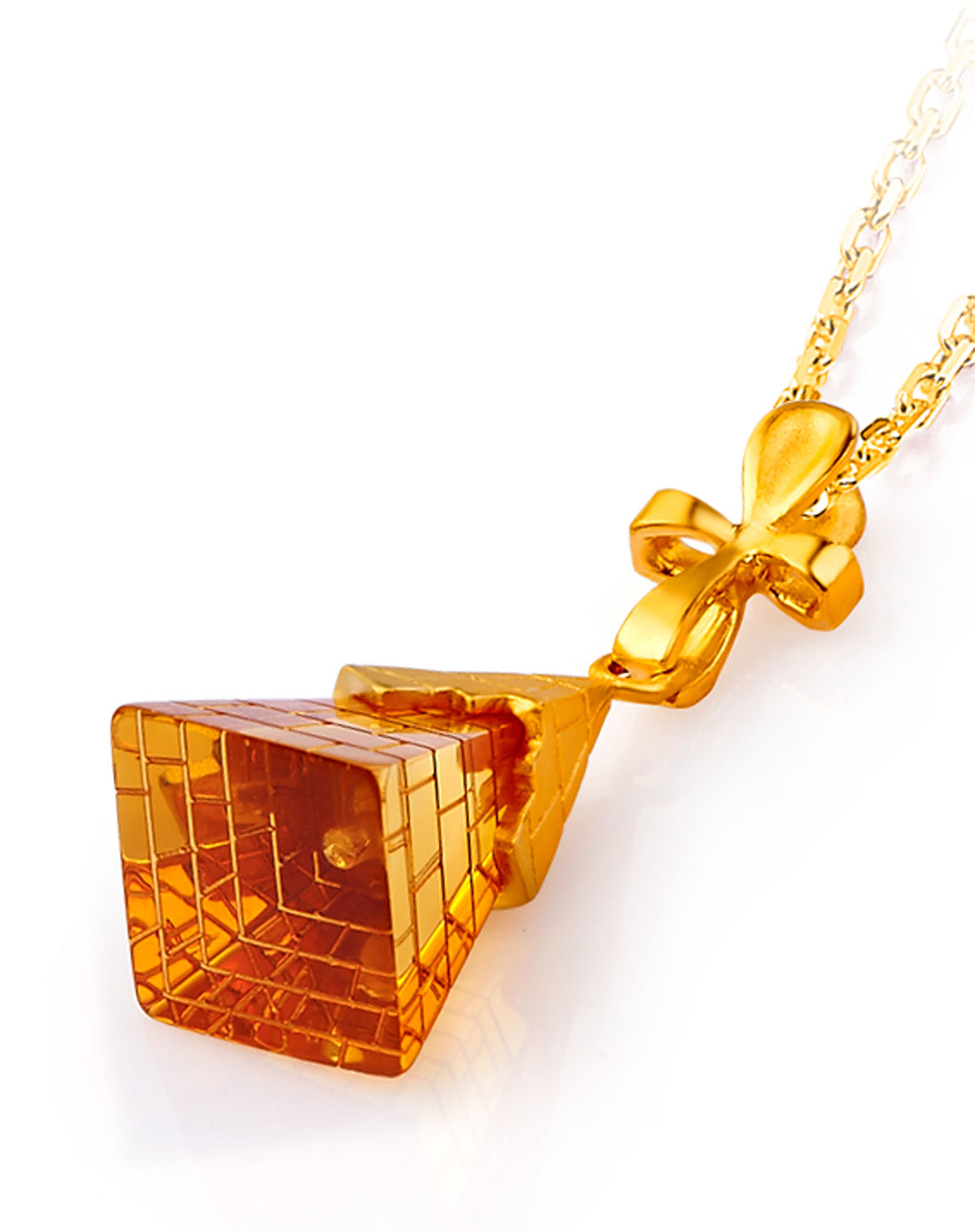 埃及诱惑系列镶琥珀黄金吊坠