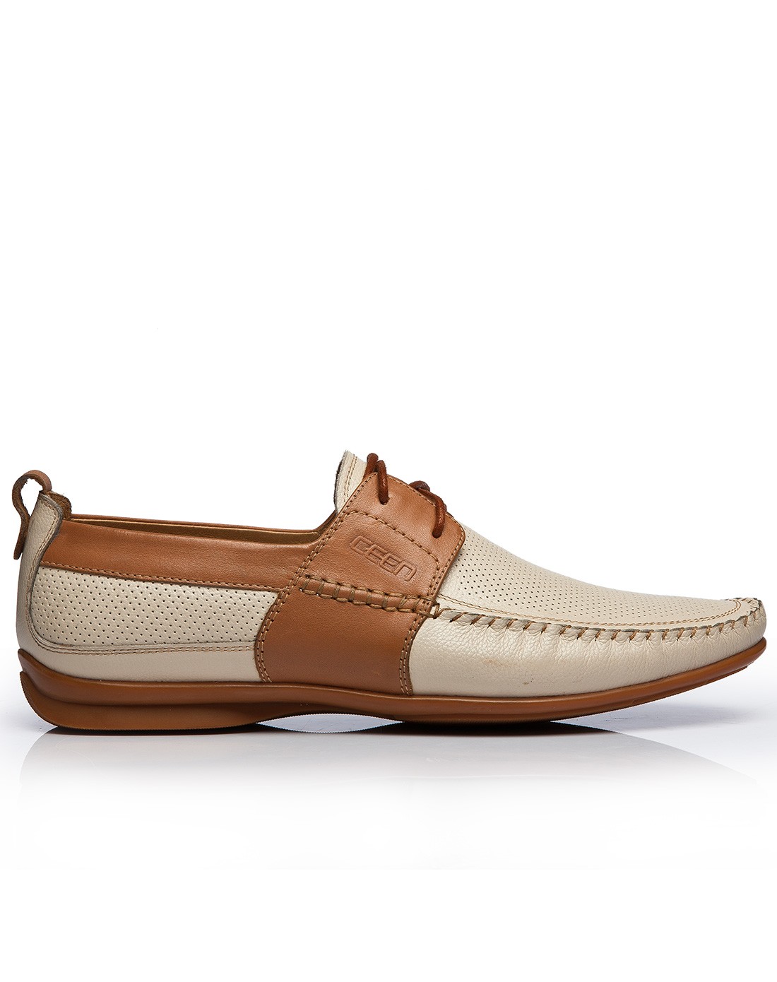 夏日透气撞色时尚米白色休闲皮鞋