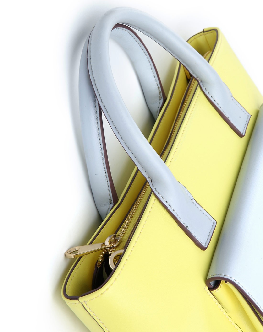 柠黄撞色前袋单肩包