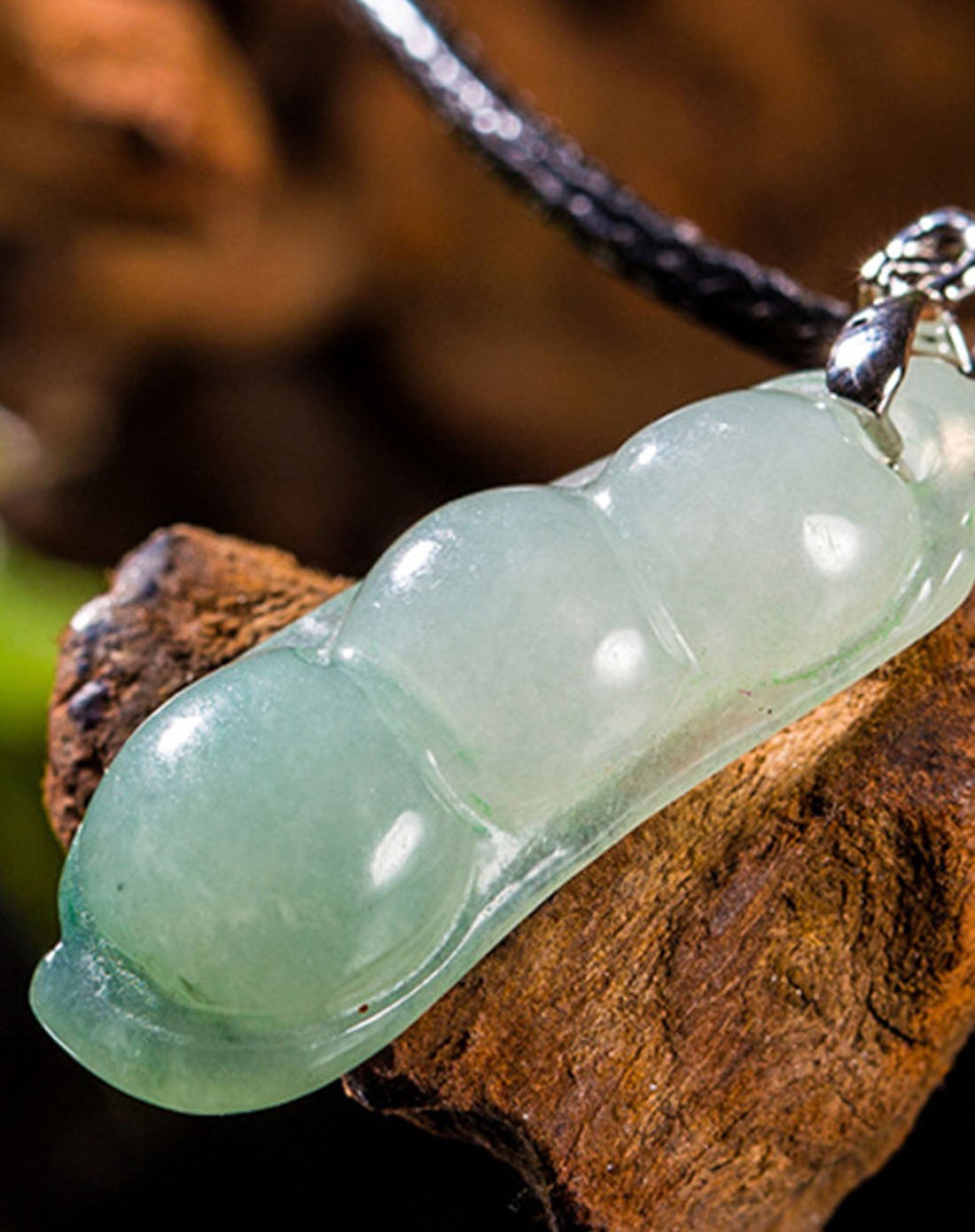 四季豆翡翠吊坠附证书