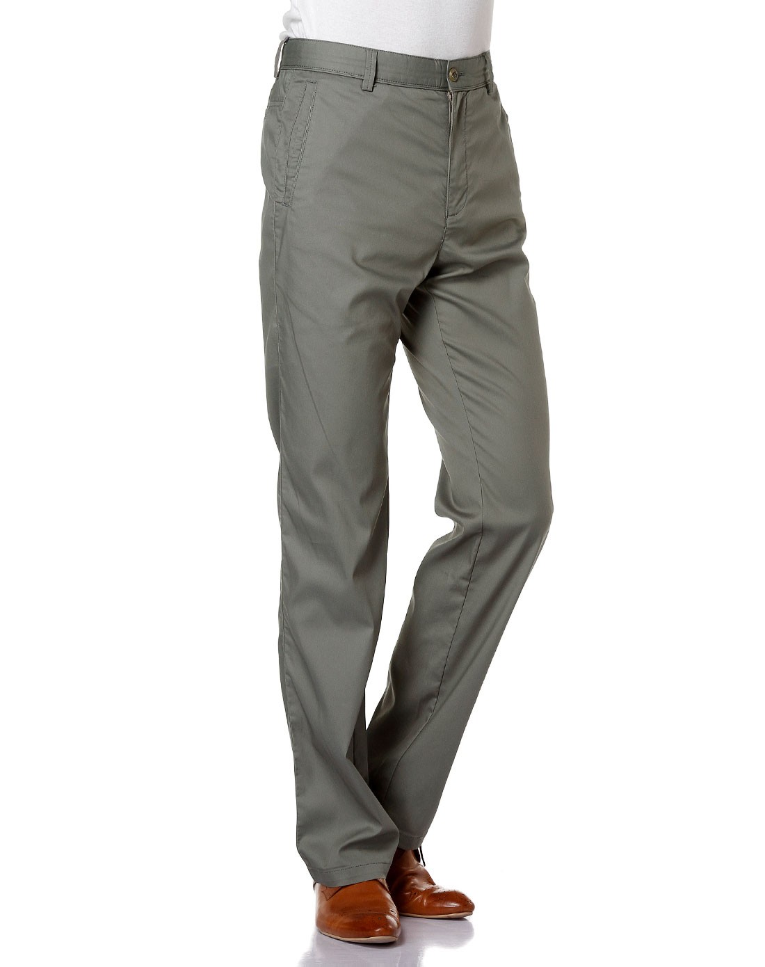 暗灰绿色时尚多袋休闲长裤