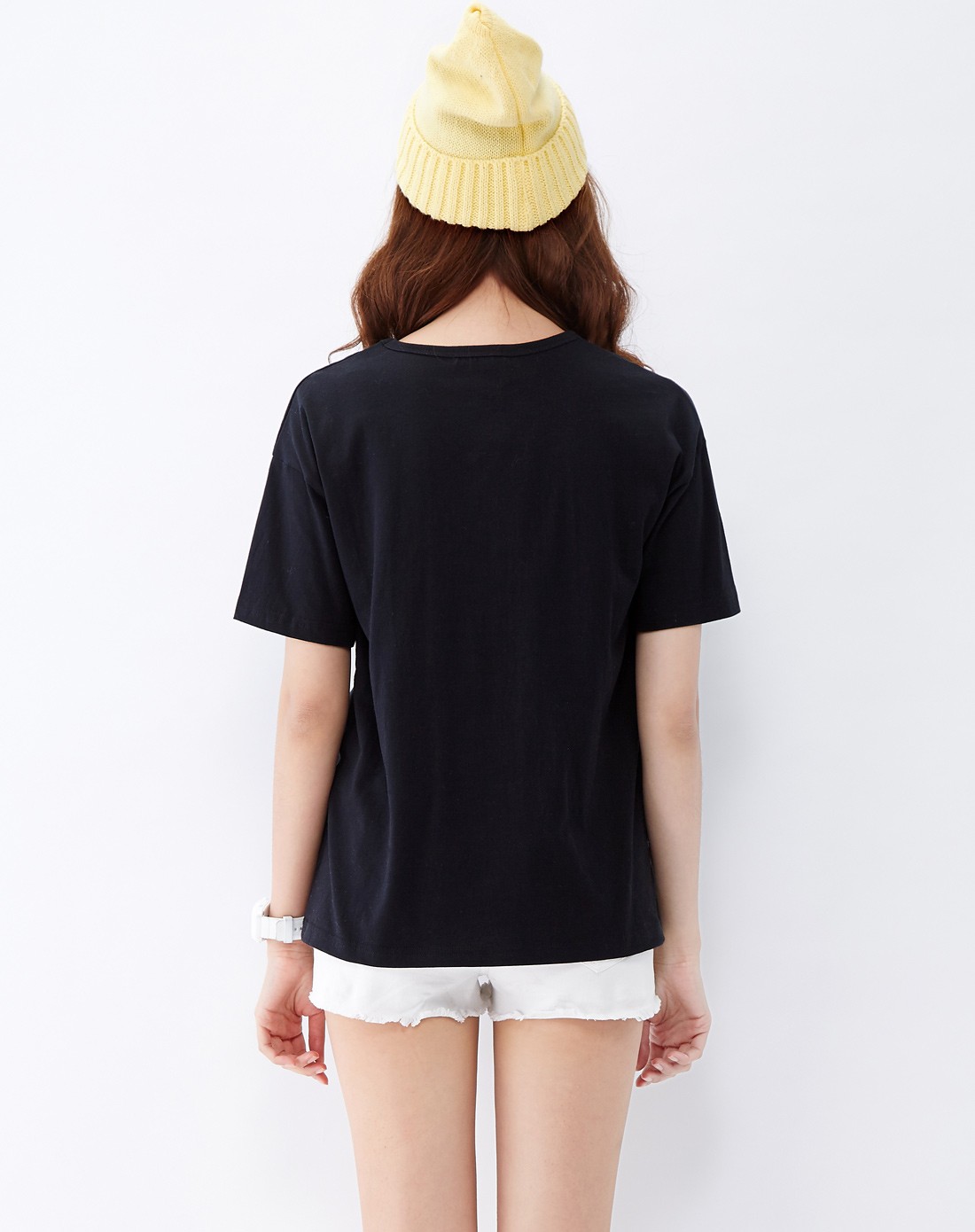 女款黑色冰淇淋印花圆领短袖t恤