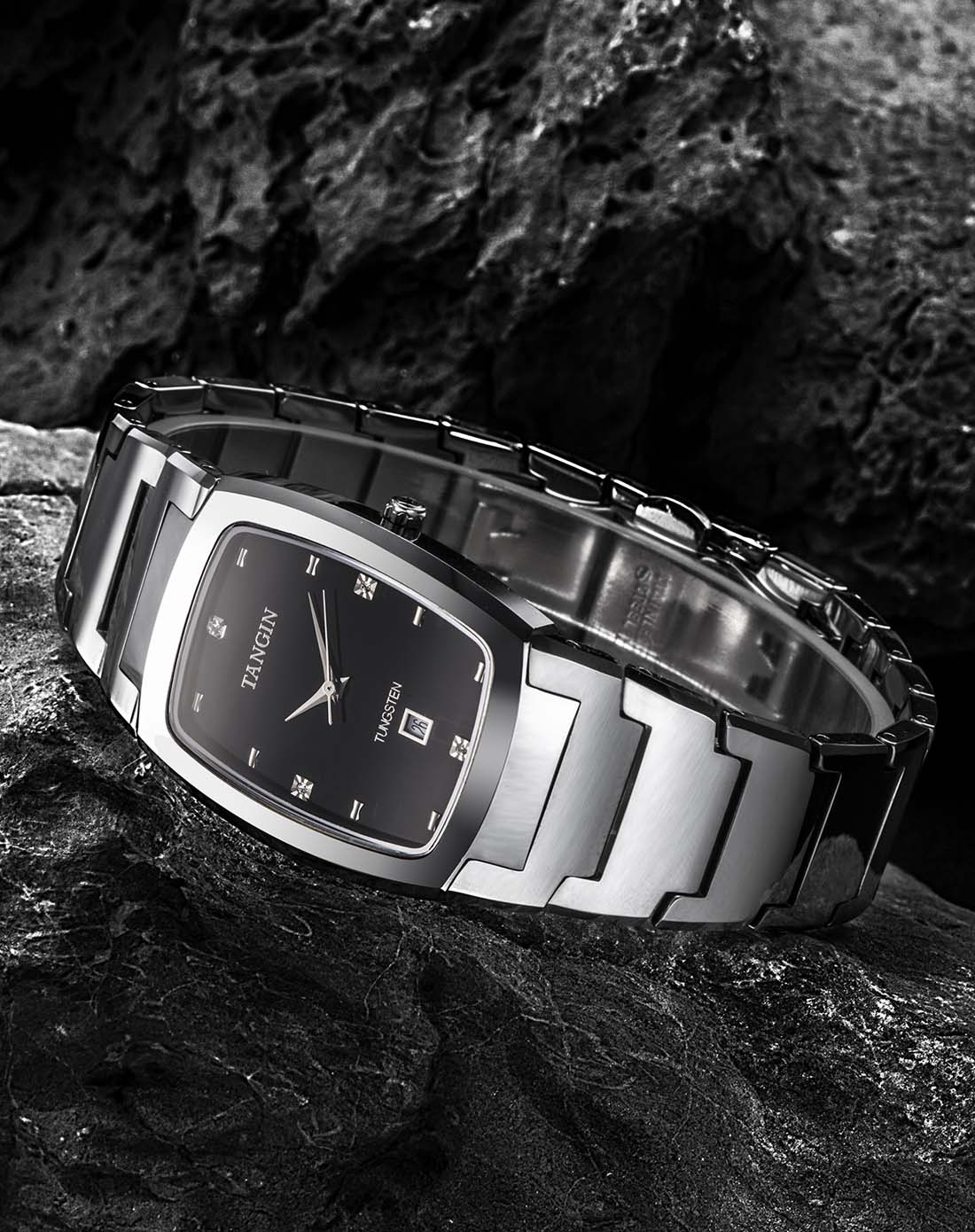瑞士tangin情侣钨钢系列黑色男表