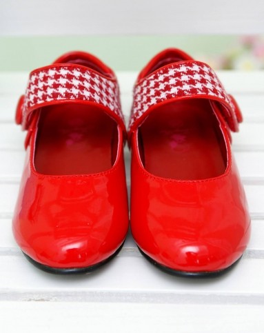 摩登小姐miss de mode 女童大红皮鞋