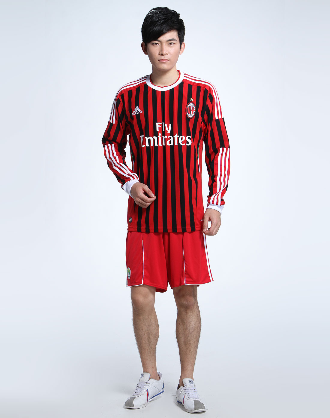男款红/黑色ac米兰俱乐部长袖球衣