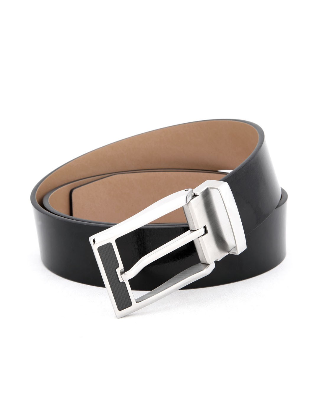 男黑色不锈钢配镶碳纤维高档针扣皮带