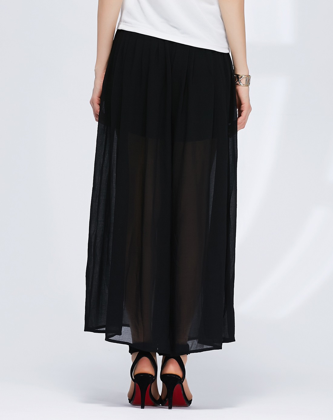 黑色时髦优雅裙裤