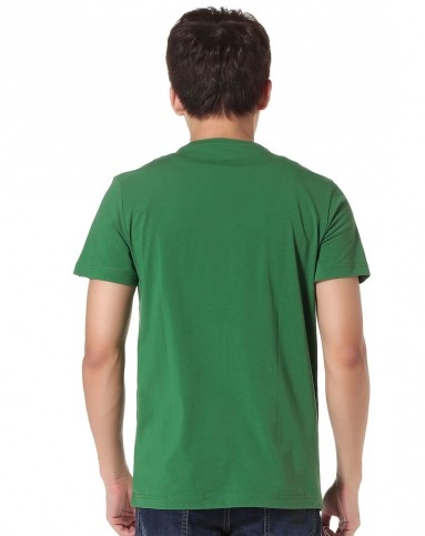 舒适柔软 男款草绿色短袖t恤 个性圆领