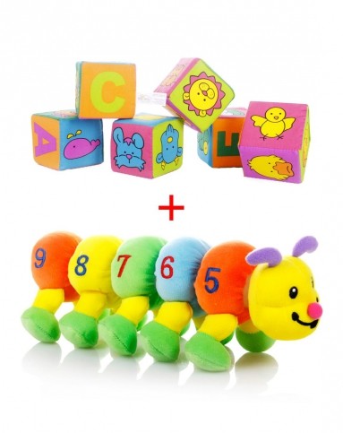 【超值】宝宝数字认知2件套 数字六节大虫虫 九厘米积木6件装