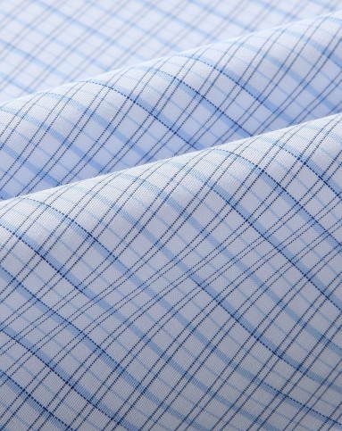 白/浅蓝色格子斯文长袖衬衫