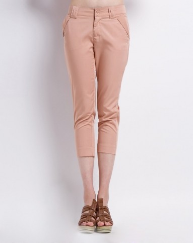 浅肉桂色 女款时尚哈伦水洗六分长裤