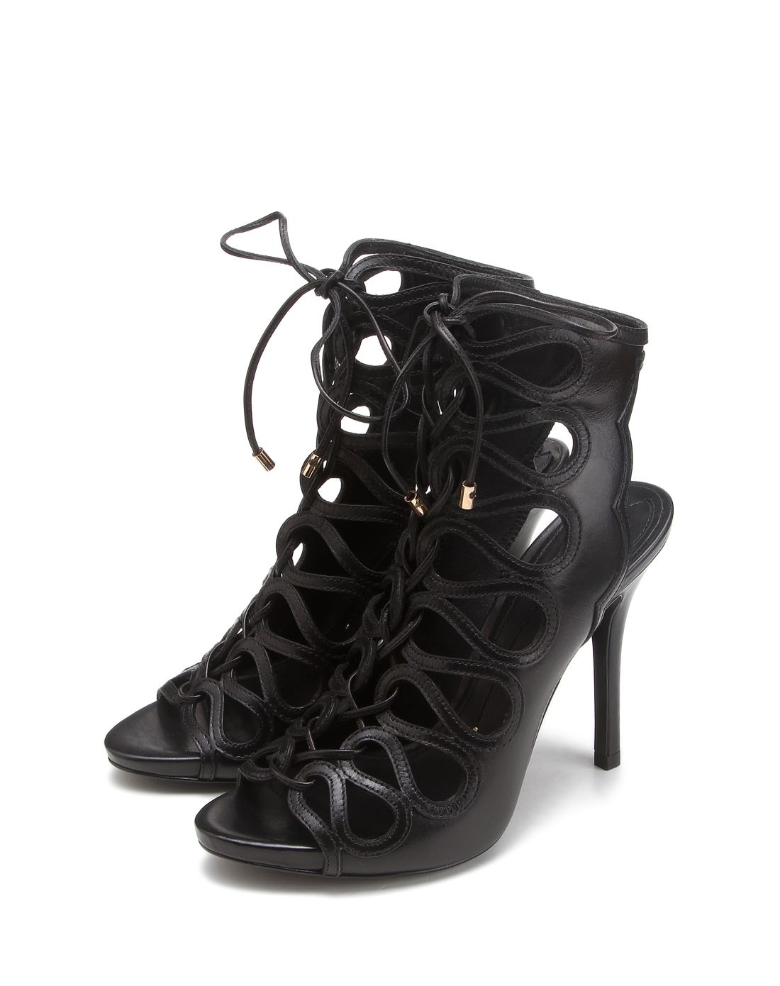 stella luna女款专柜同款黑色典雅简约绑带超高跟凉鞋