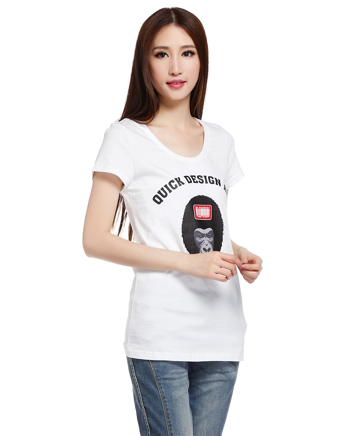 女款白色休闲简洁基本款短袖上衣