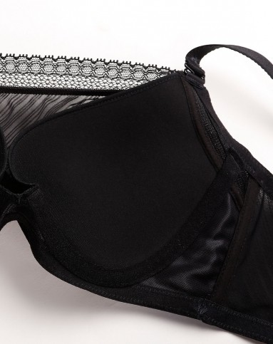 伊维斯女款黑色斯文抹胸式3/4薄杯文胸