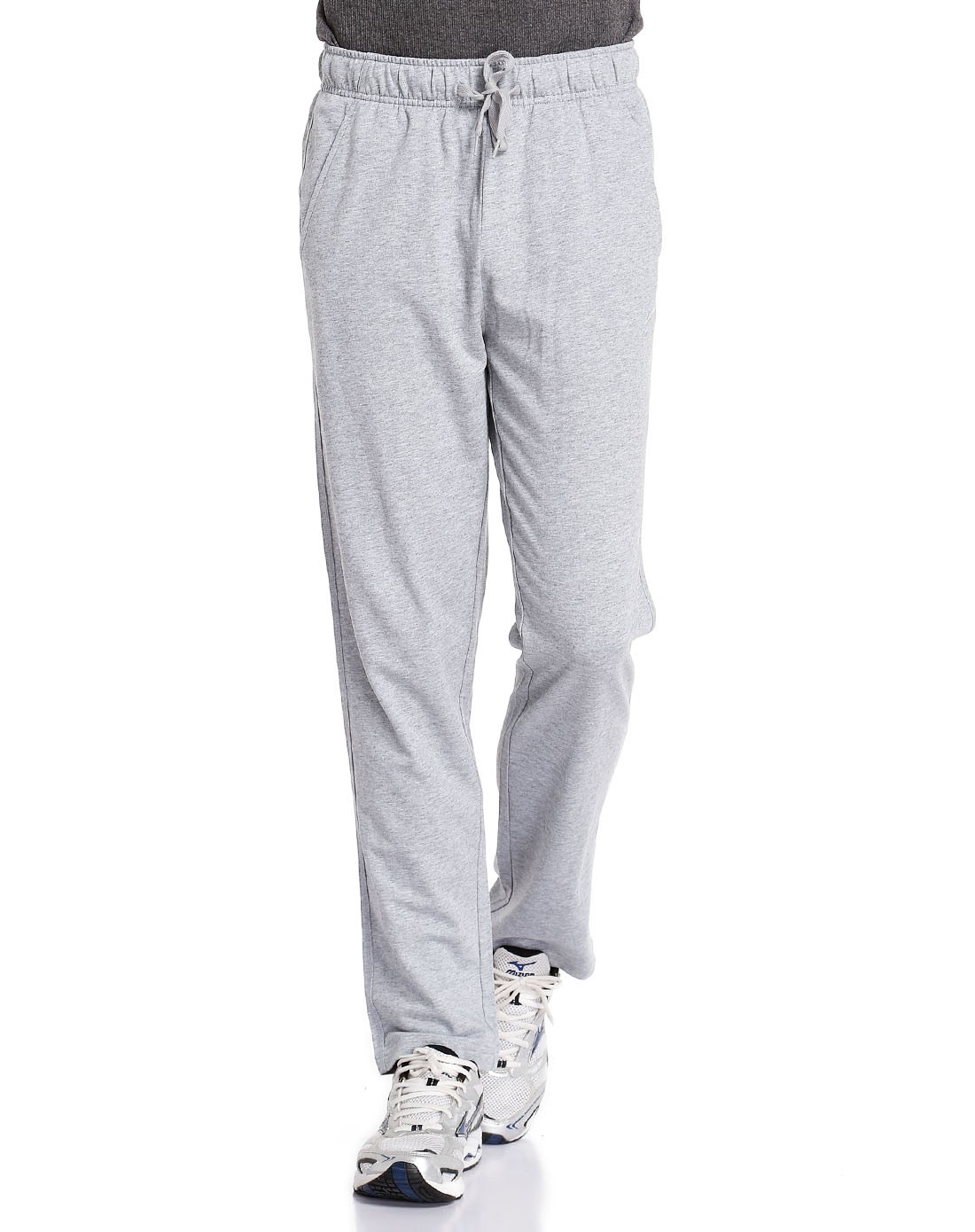 棉质舒适 男款浅花灰色运动裤 简约绑带