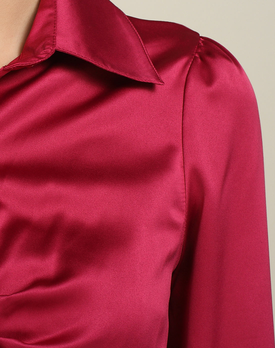 紫红色亮面舒适长袖衬衫