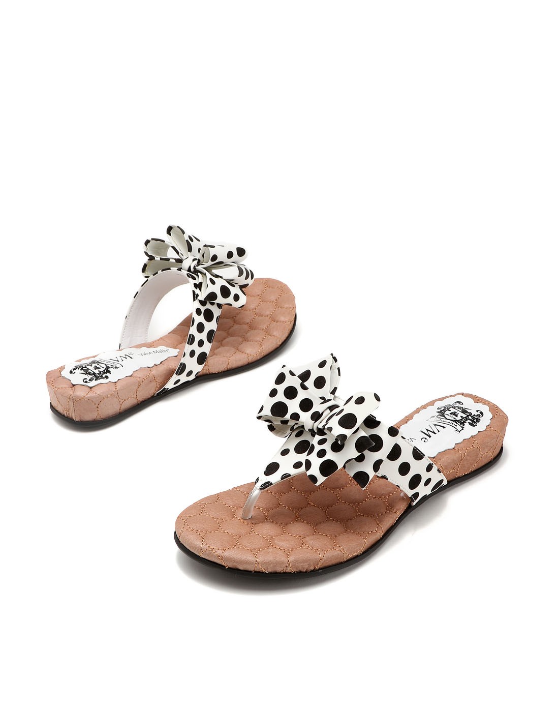 白色斑点蝴蝶结夏日时尚休闲凉拖