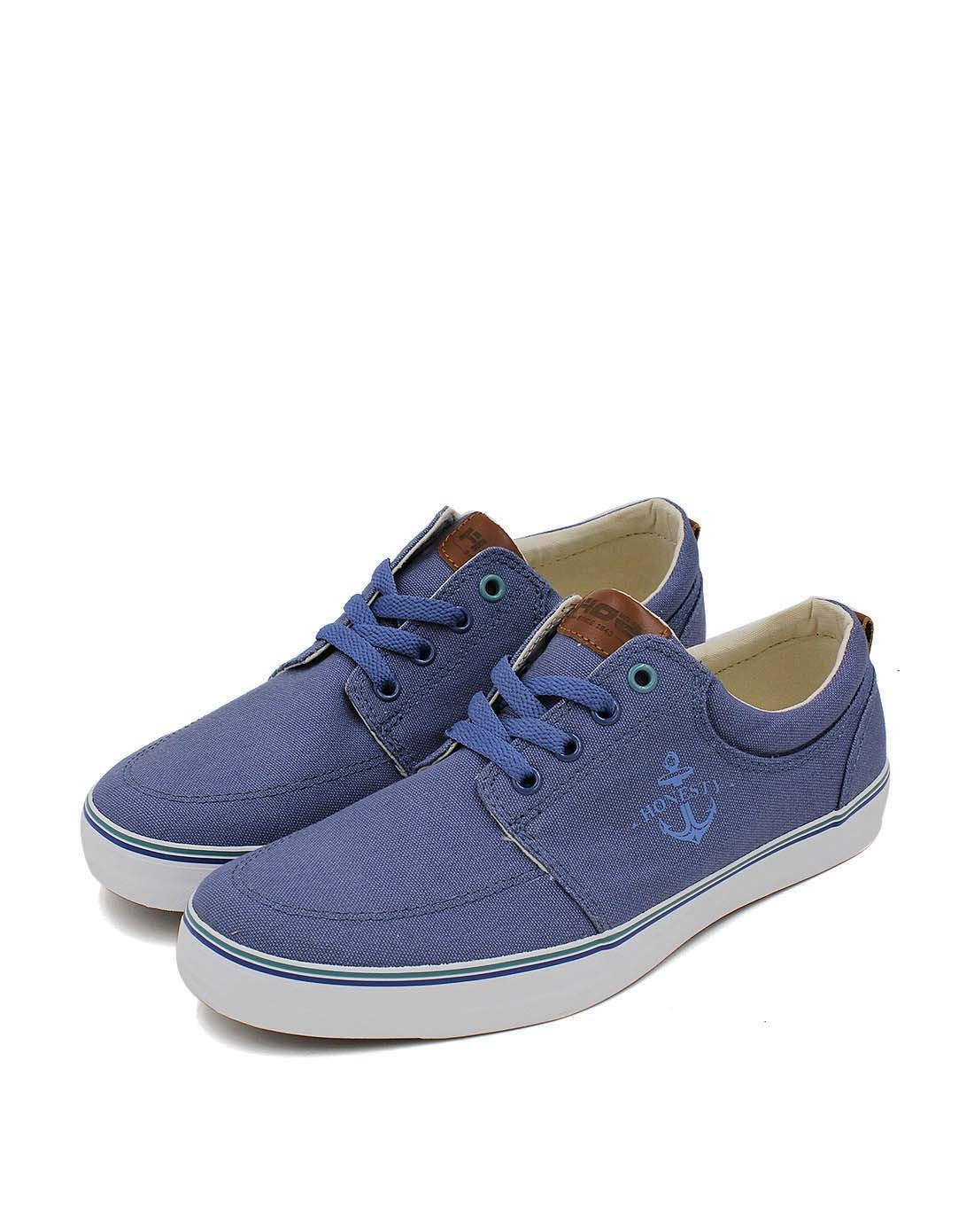 海军风格 男款蓝色低帮帆布鞋 经典百搭