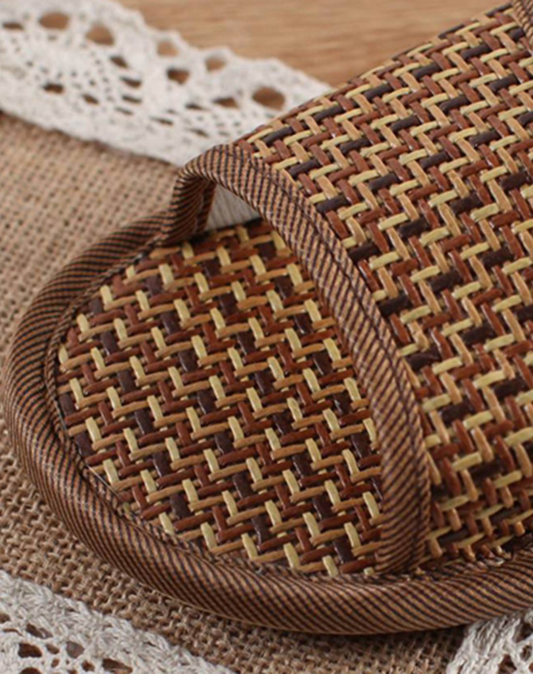 荷玛heim家居专场女士精编透气藤草拖鞋-唯品会