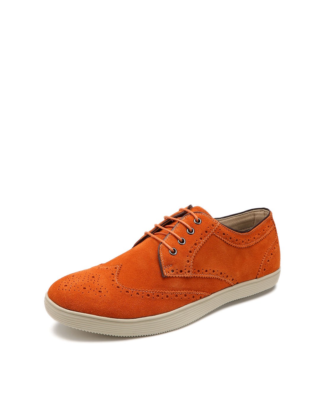 男款橙棕色时尚透气皮鞋