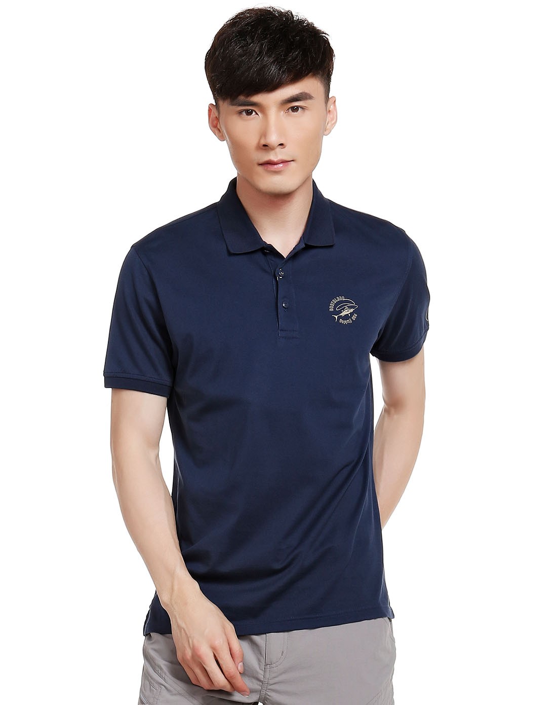弹力透湿 男款藏青色短袖polo衫 成熟魅力