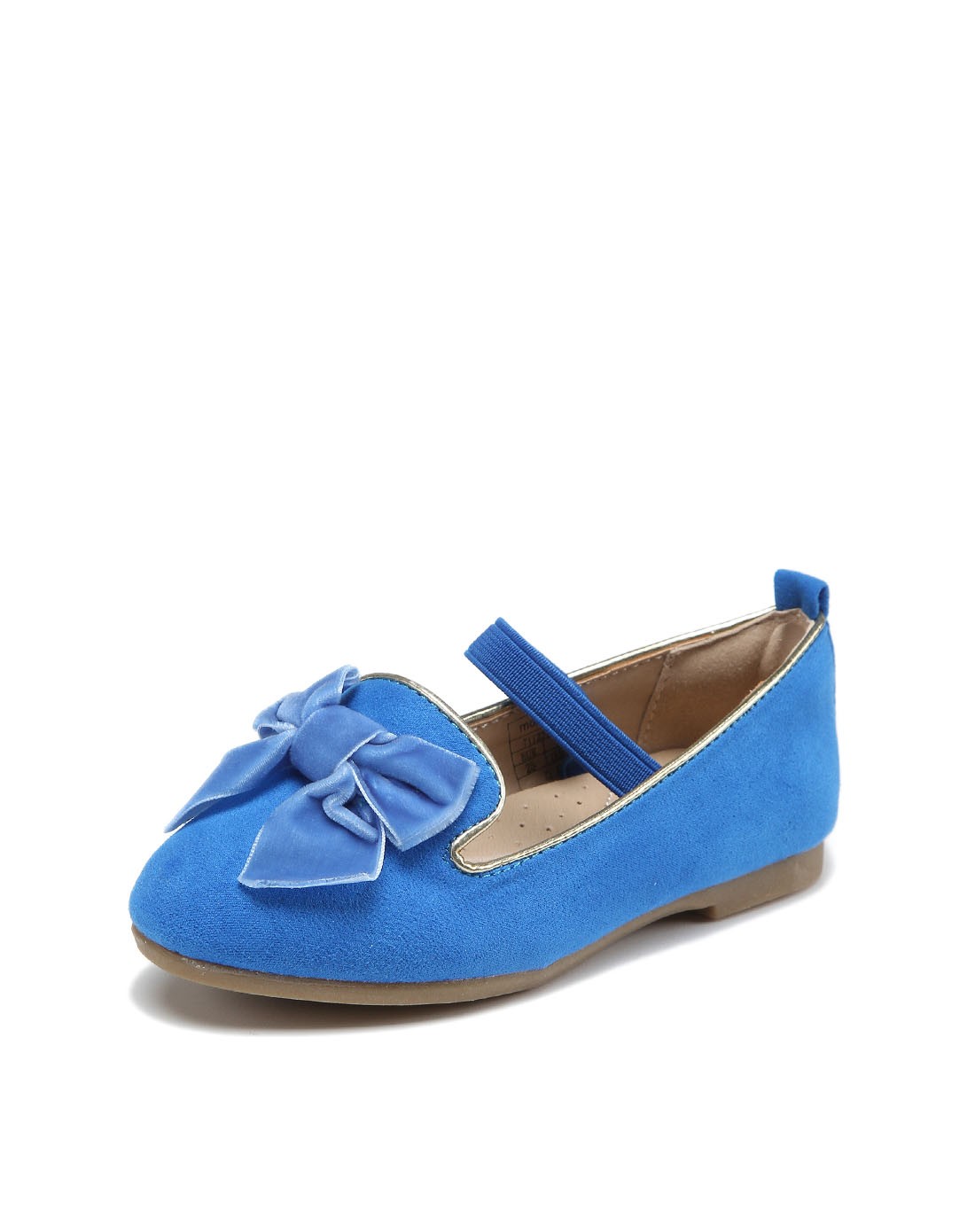 女童中国蓝色蝴蝶结公主鞋