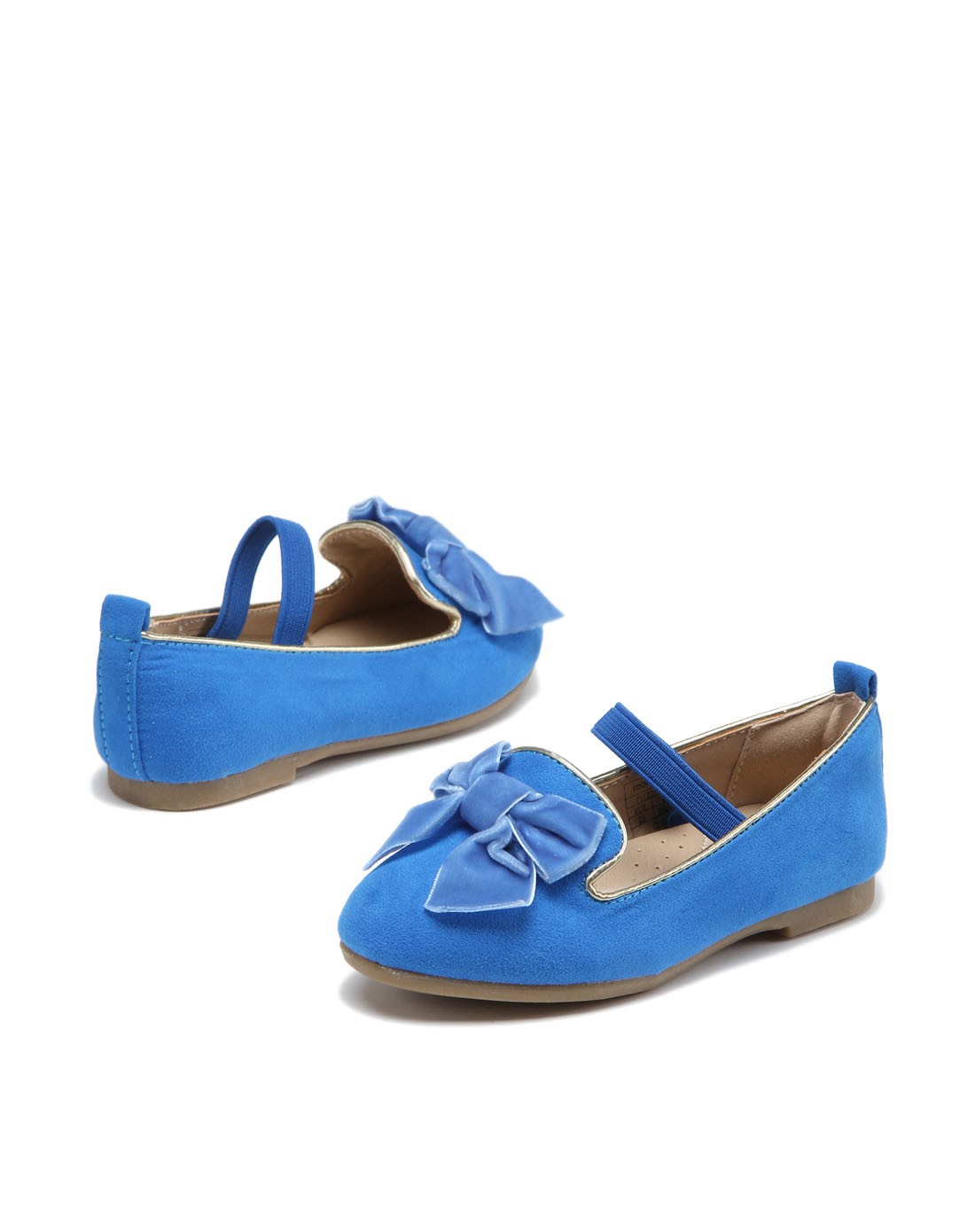 女童中国蓝色蝴蝶结公主鞋