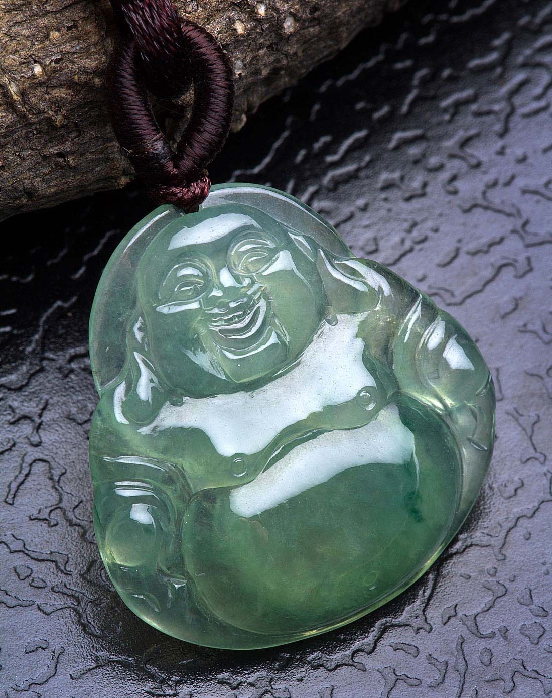 冰种冰透莹润宽容大度佛公天然a货翡翠吊坠