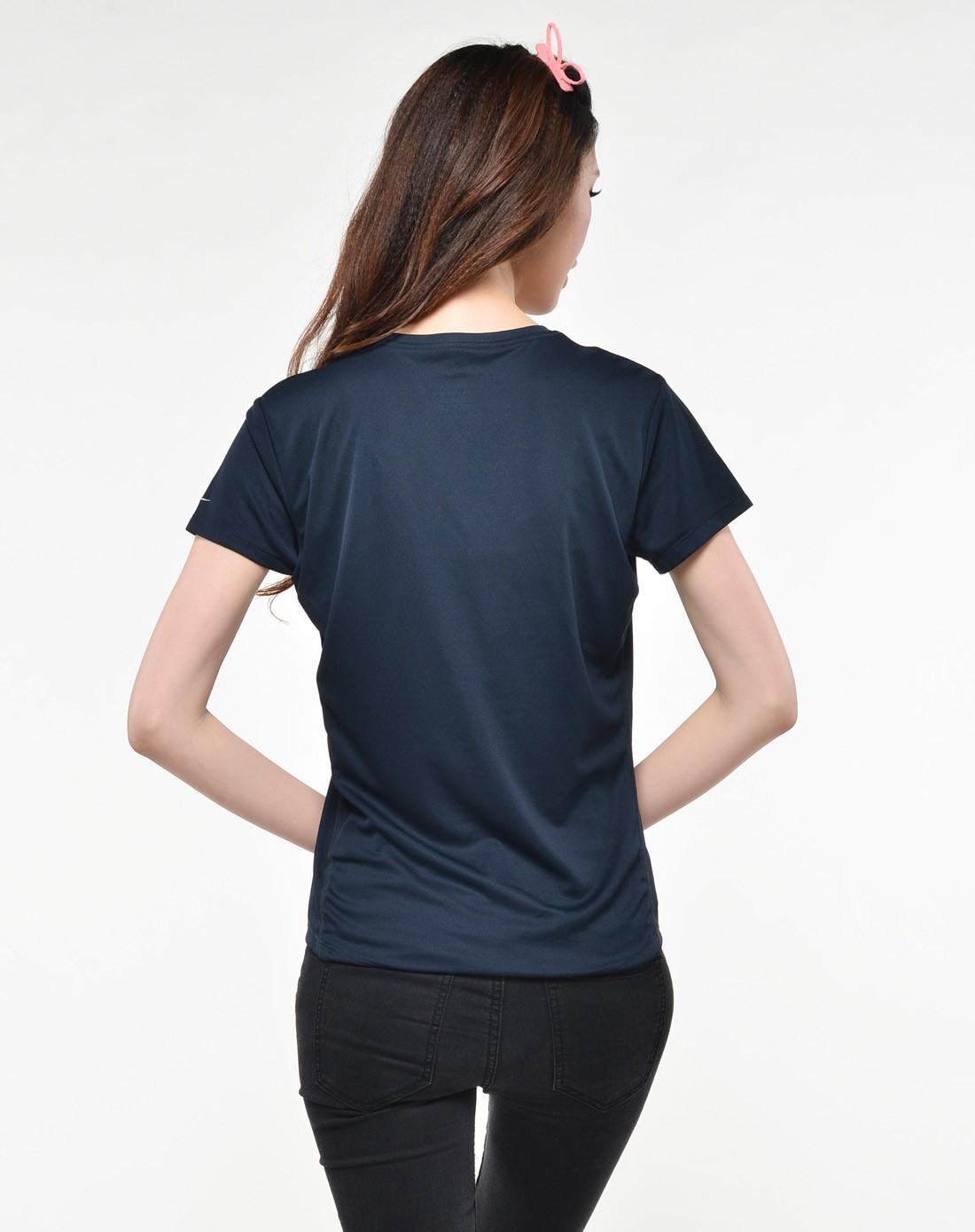 女款蓝黑色短袖t恤 跑步系列