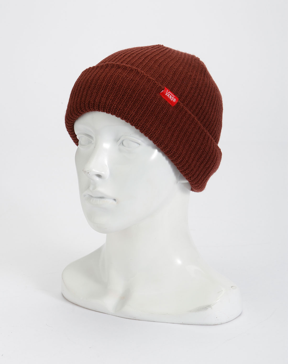 男款深红色针织帽 简洁休闲