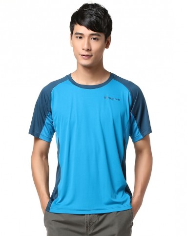 透气快干 男款天青蓝色短袖t恤 简约经典