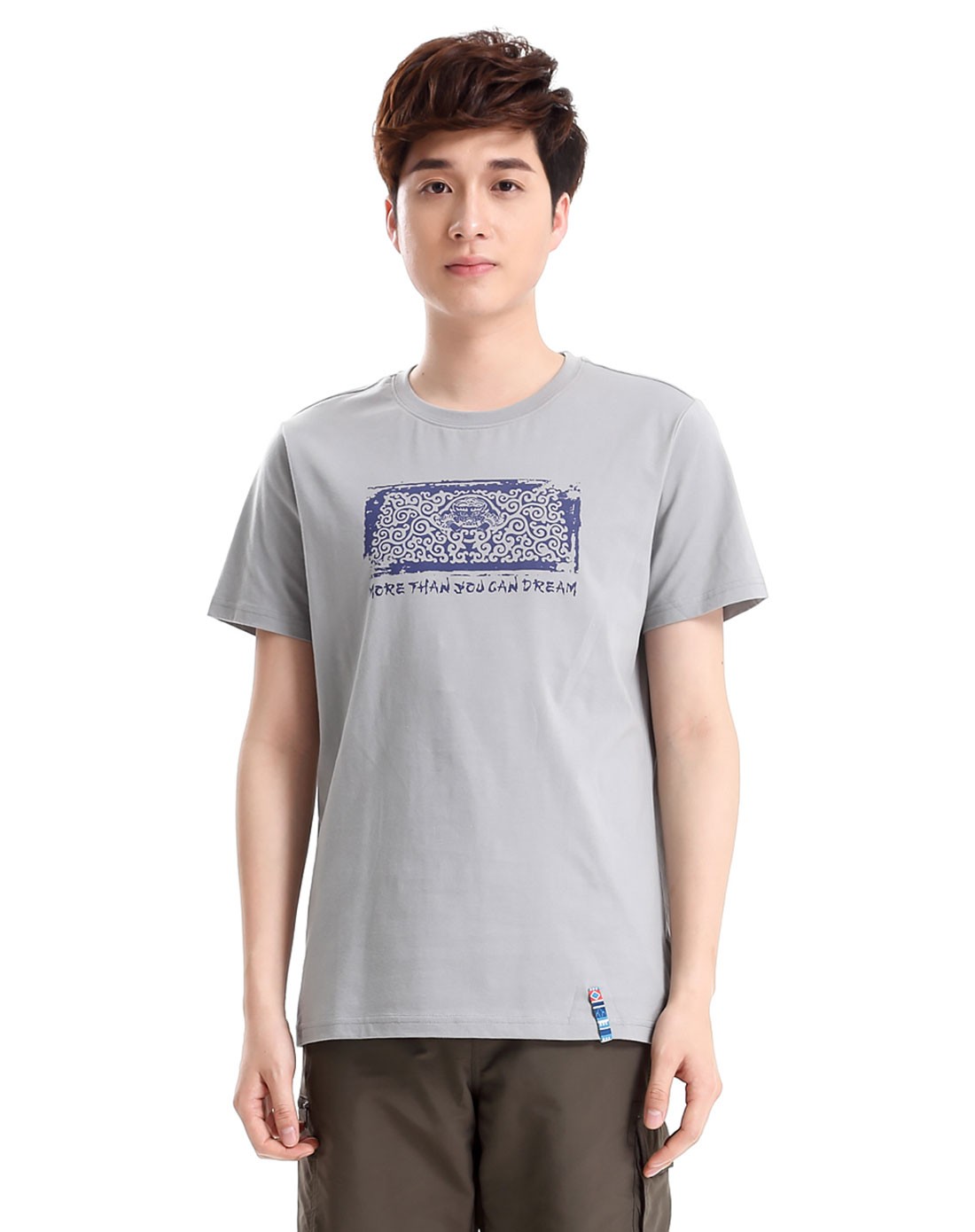 纯棉 男款亚麻灰文化t 舒适休闲