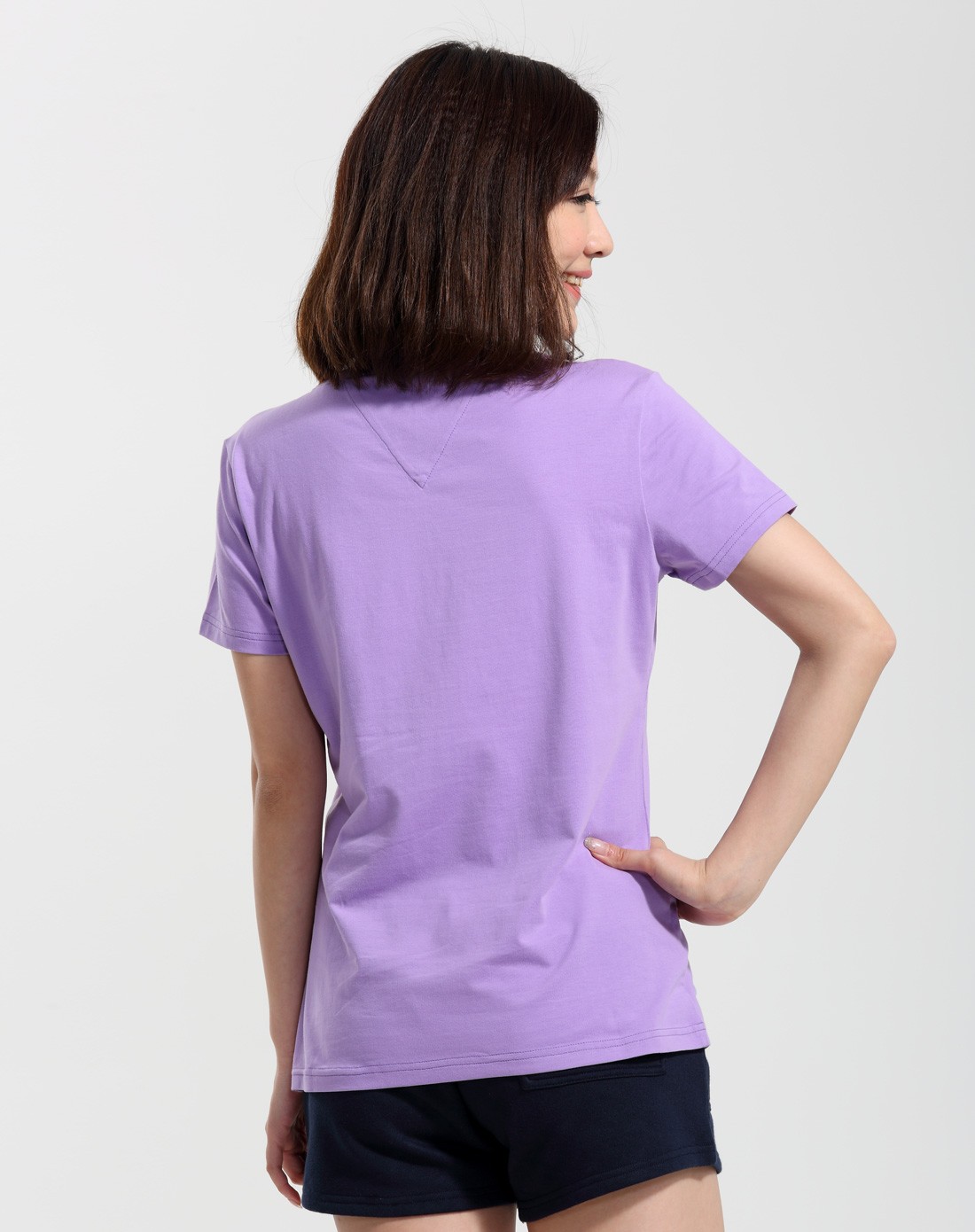 经典百搭 女装圆领浅紫色短袖t恤