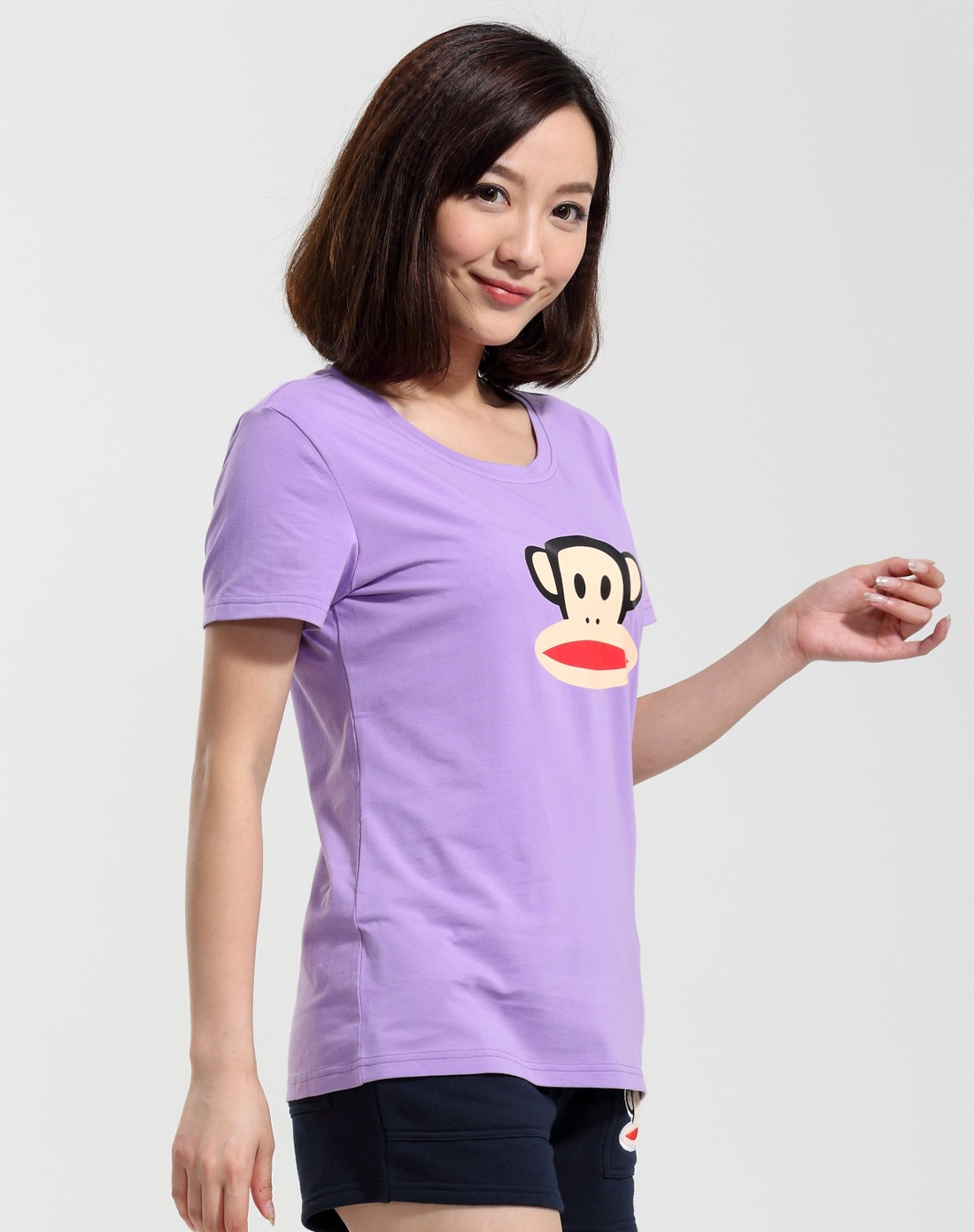 经典百搭 女装圆领浅紫色短袖t恤