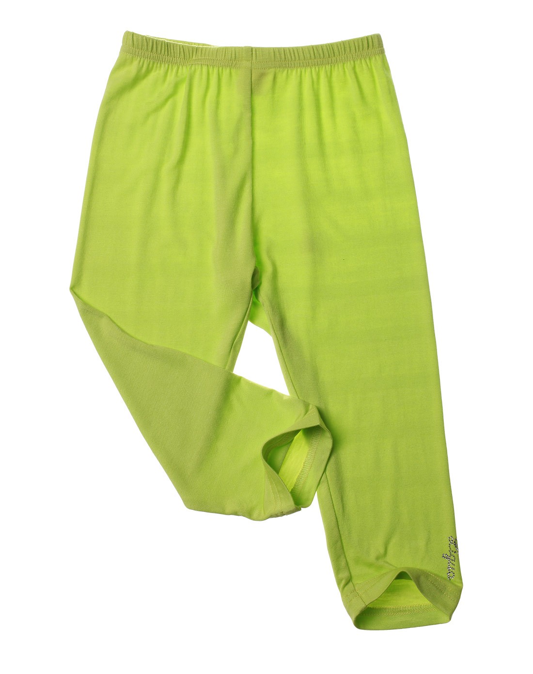 女童荧光绿色针织打底裤