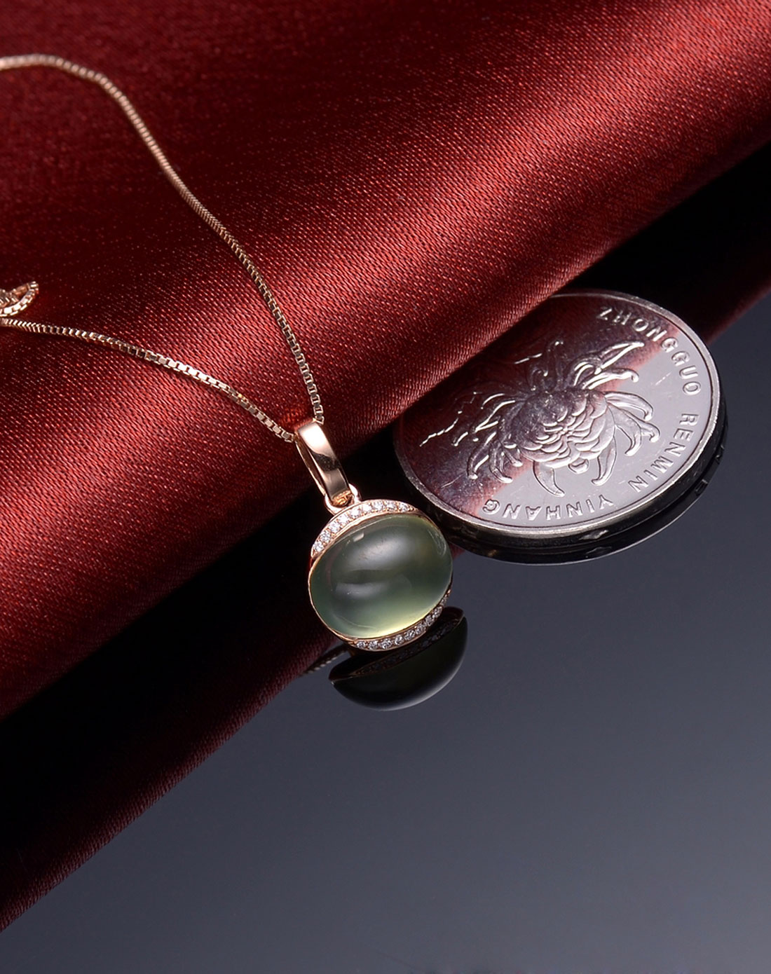 玫瑰18k金3.69克拉葡萄石吊坠