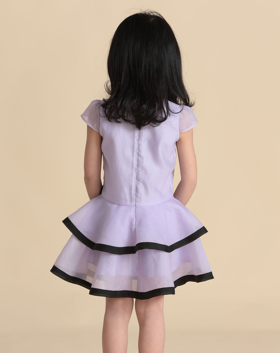 瓢虫之家女童粉紫塔式连衣裙