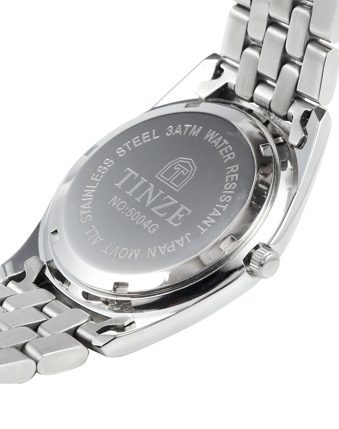 男款银/白色指针时尚钢带石英手表