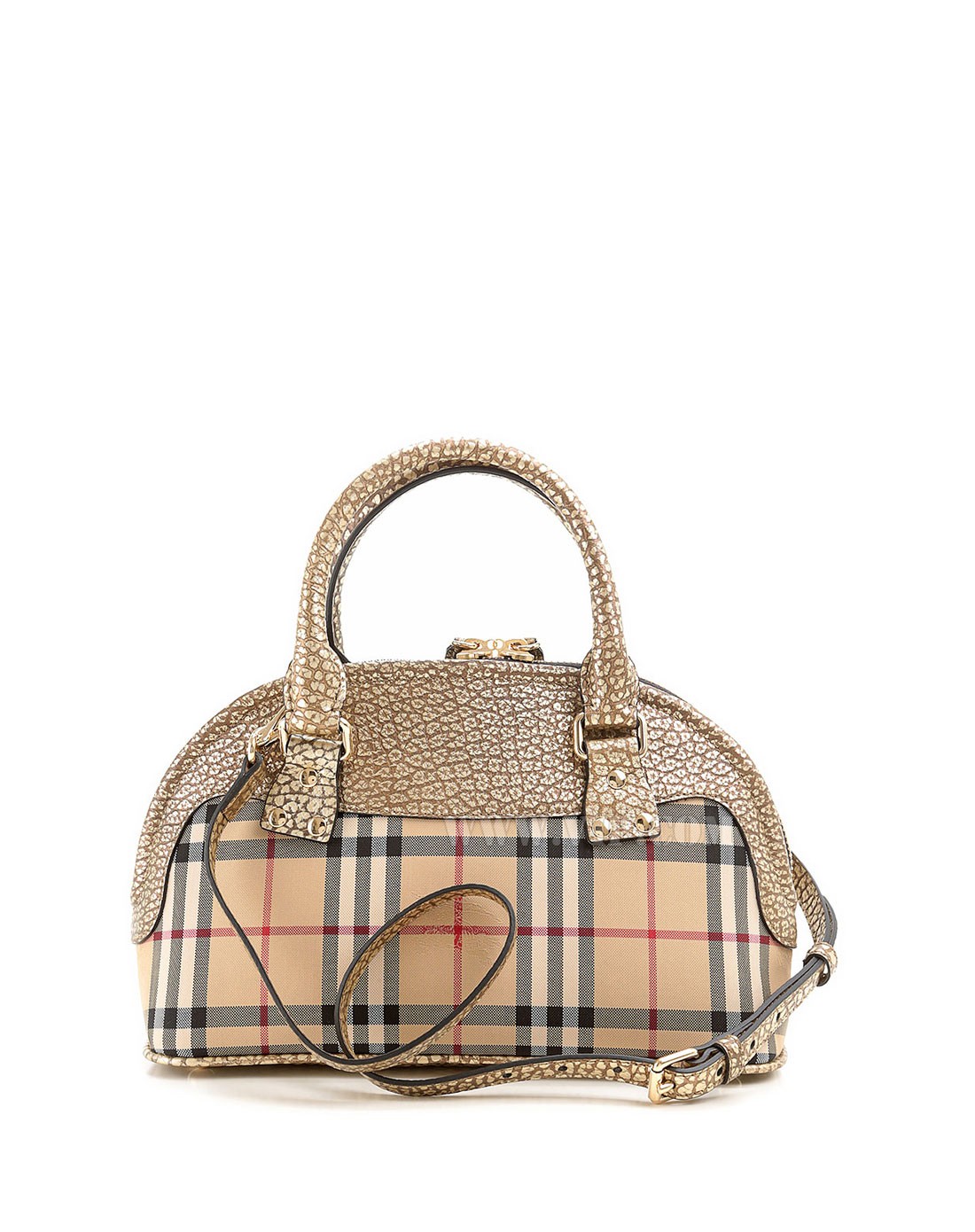 burberry 女款浅金色格纹时尚手提包