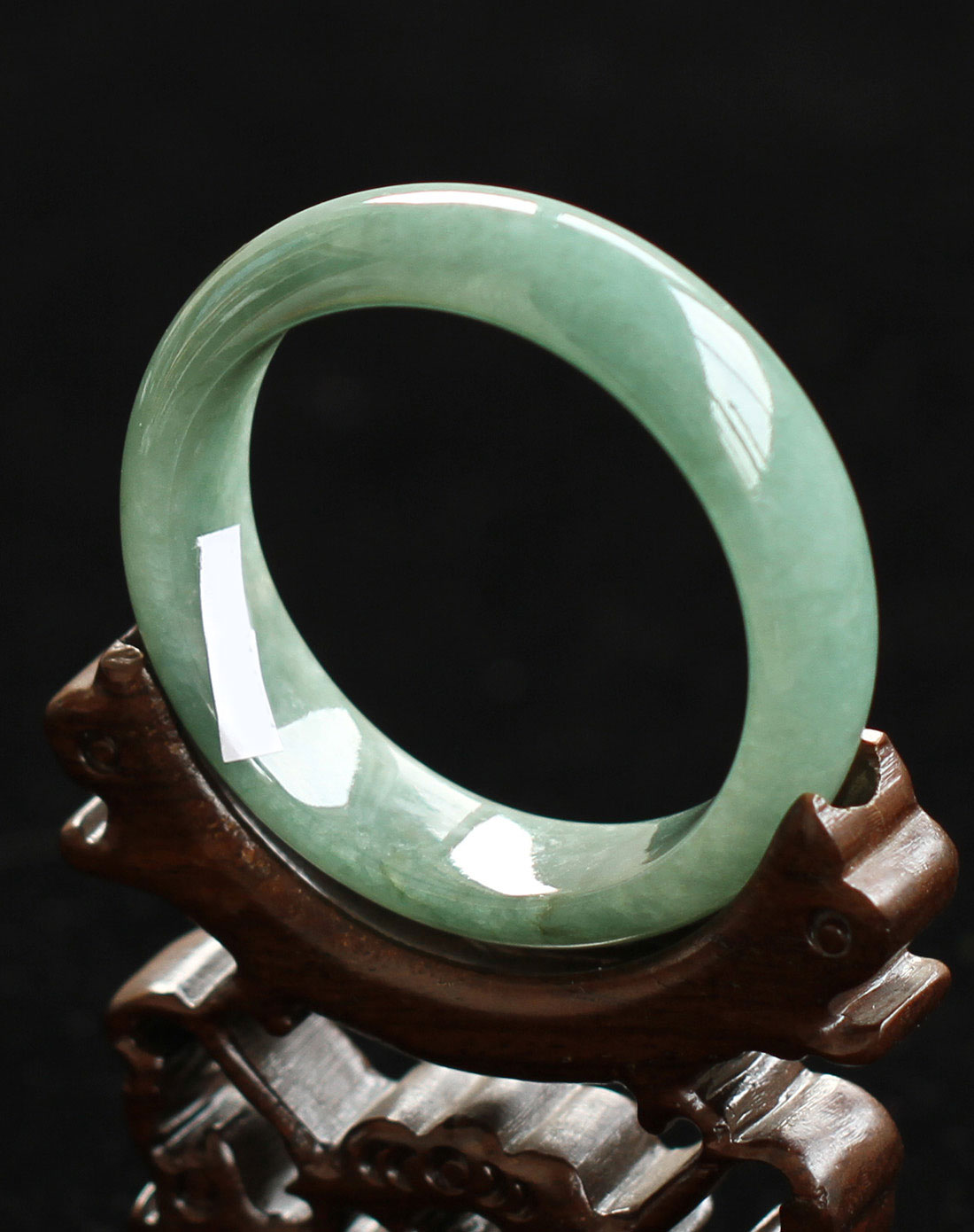 深绿色细糯种翡翠手镯(附证书)