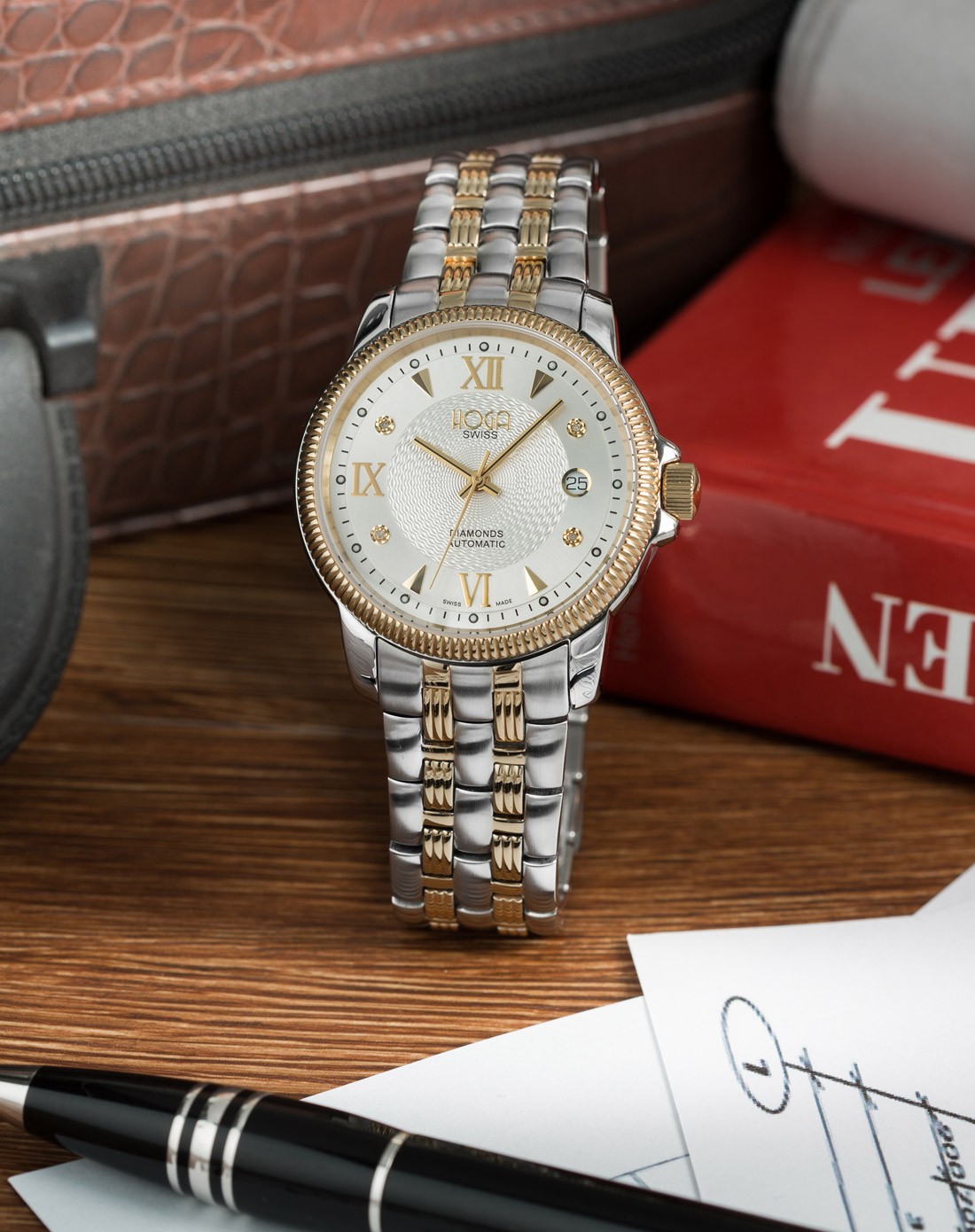 hoga皇室古典真钻机械男表